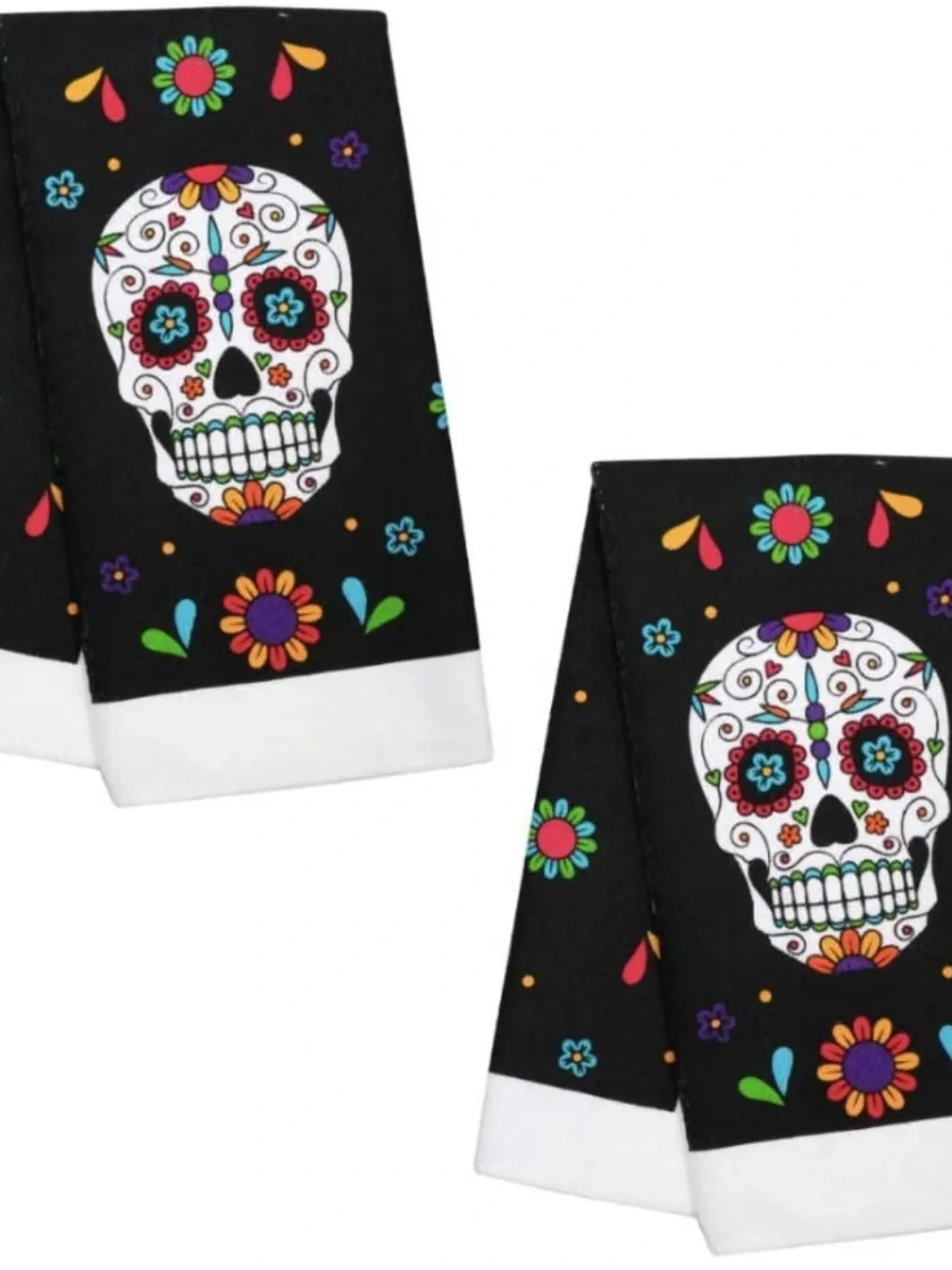 Kids Black Sugar Skull Leggings - Colorful Floral Print